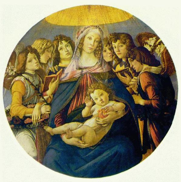 BOTTICELLI, Sandro Madonna of the Pomegranate (Madonna and Child and six Angels) fdgd France oil painting art